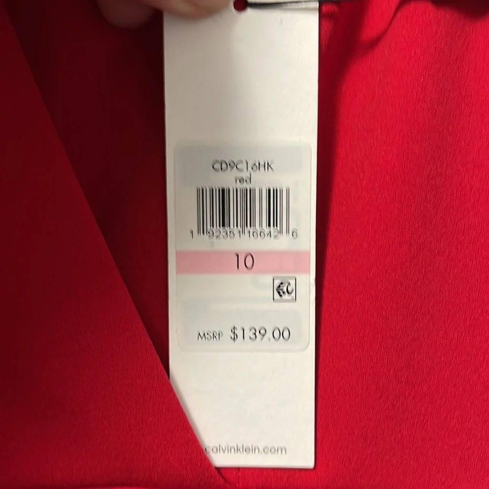Calvin Klein brand new with tags red belted womens jumpsuit, size 10 - Picture 3 of 4